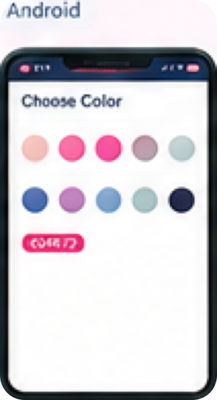 NailVision AI app Choose Color screen showing a grid of 15 nail polish color swatches.